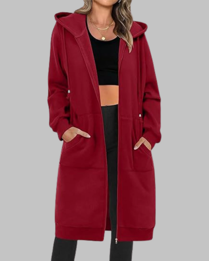 GUIOMAR - Casual Zip Up Oversized Long Jacket