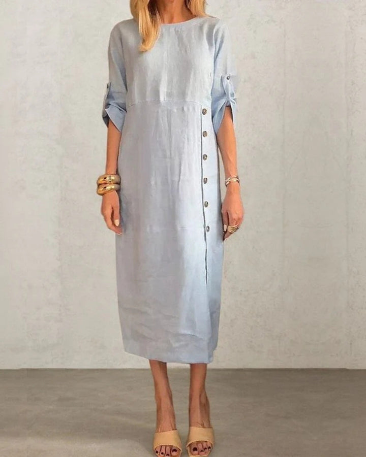 SAROMA - Cotton and Linen Midi Dress