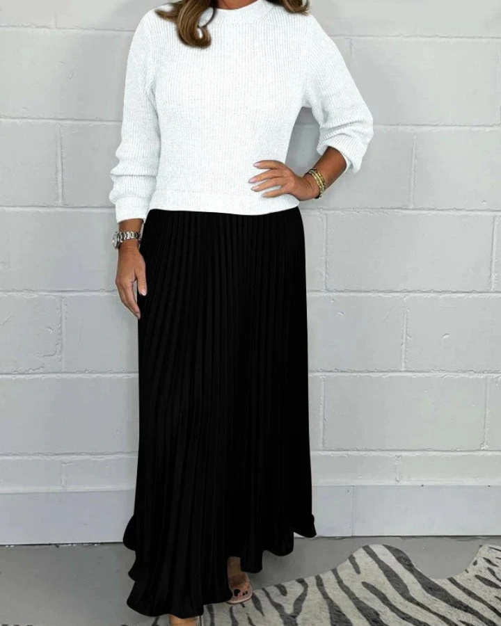 ANTHRO - Maxi Dress with Sweater & Pleated Skirt