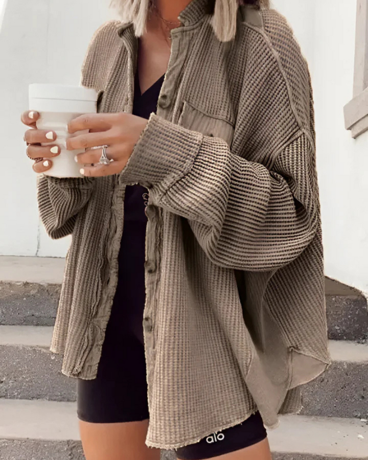 MILIA - WAFFLE KNIT BUTTON DOWN