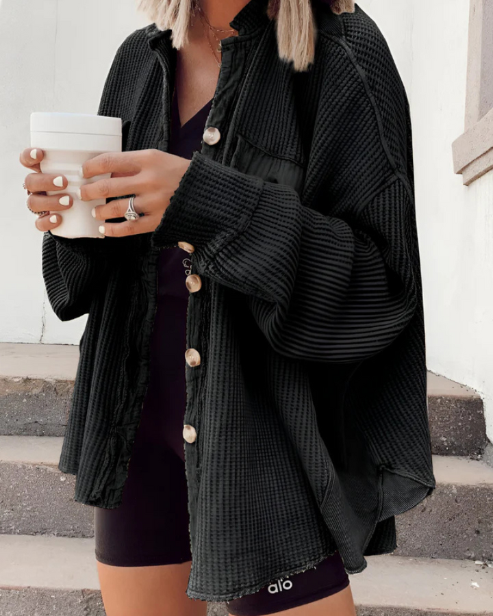 MILIA - WAFFLE KNIT BUTTON DOWN