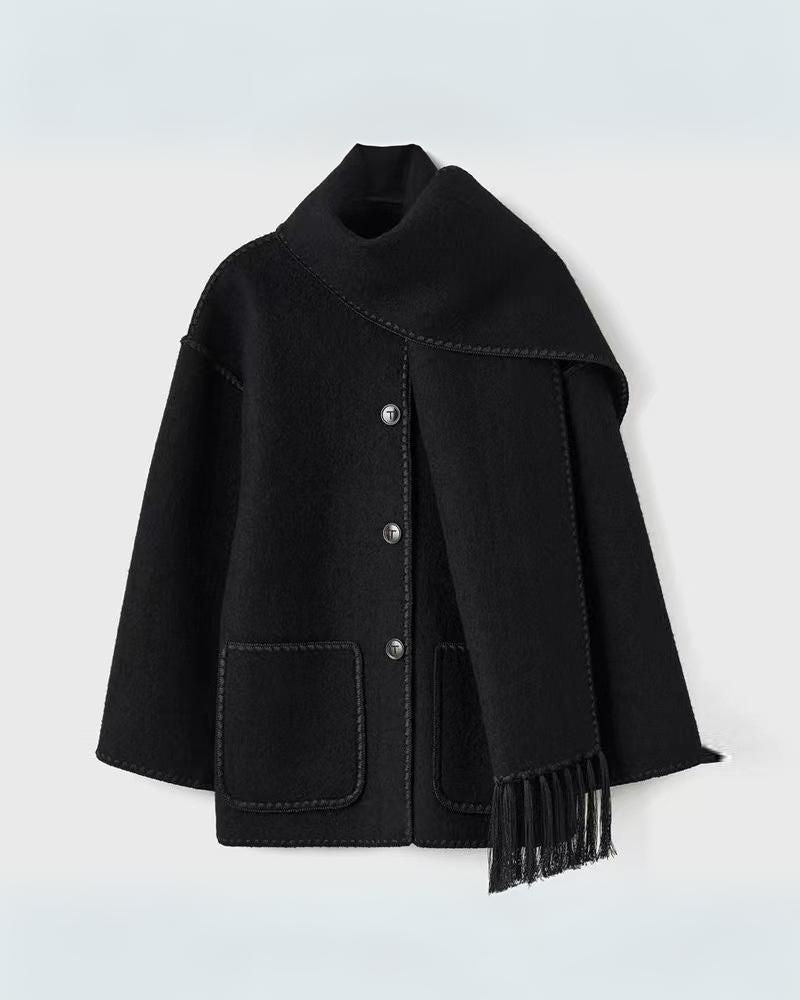 SUMA - Hepburn Style Woolen Cape Coat