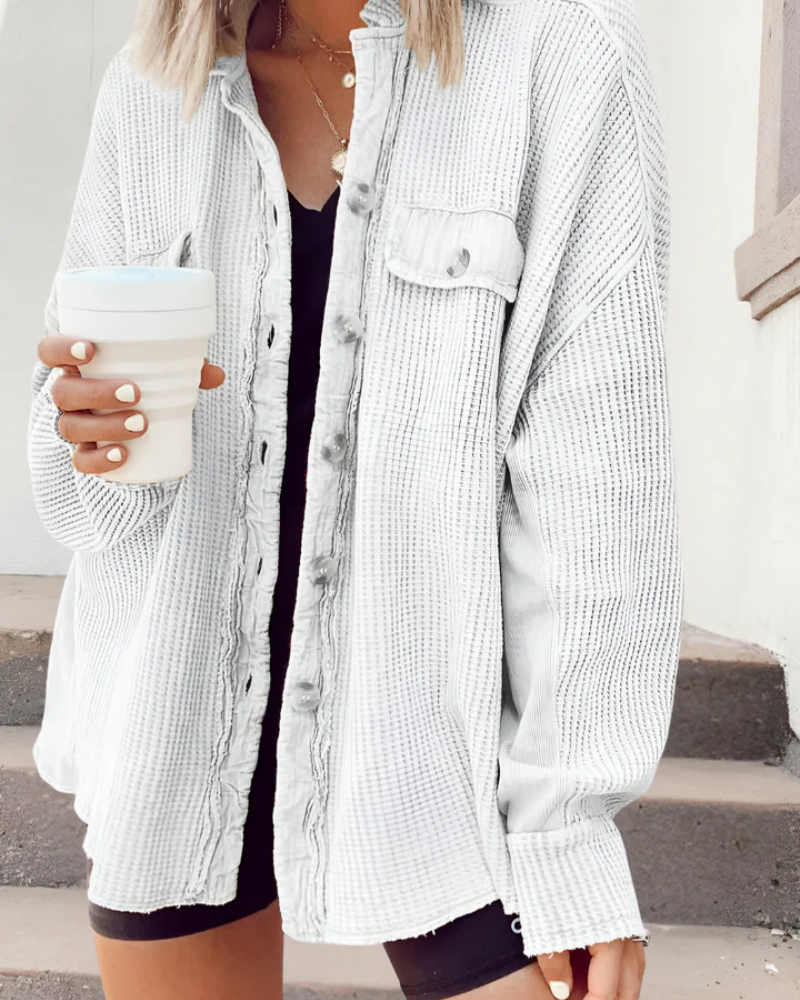 MILIA - WAFFLE KNIT BUTTON DOWN