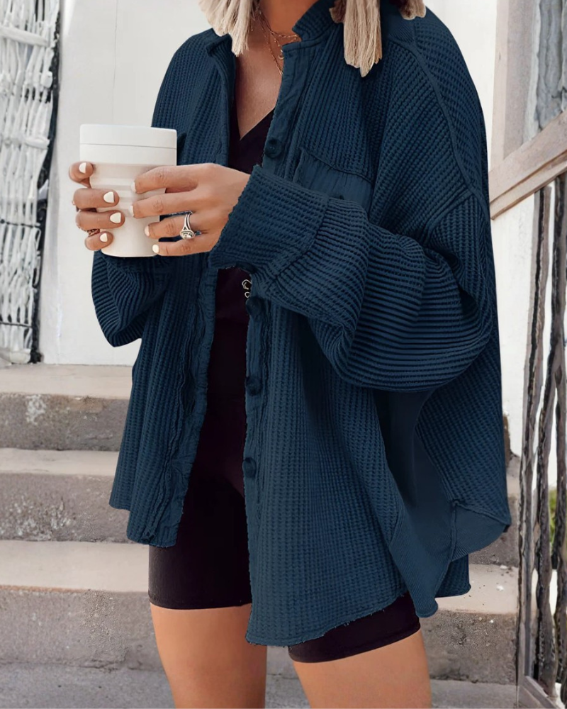 MILIA - WAFFLE KNIT BUTTON DOWN