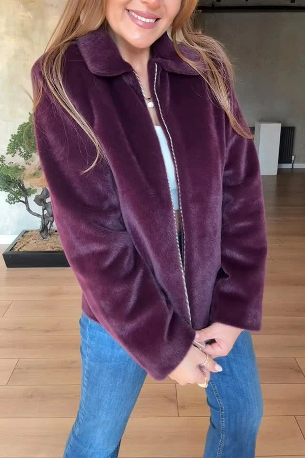 BERIDA - Casual Glossy Plush Jacket