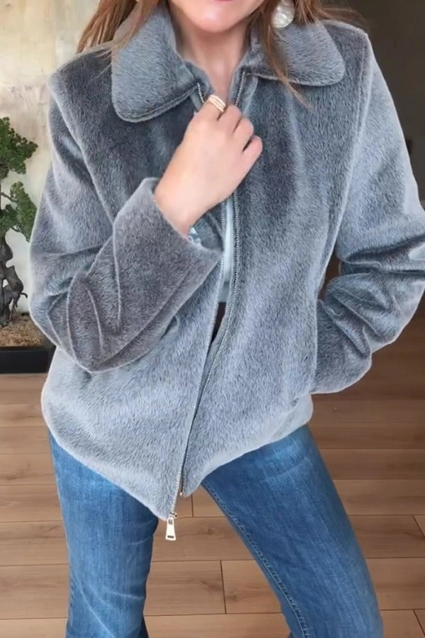 BERIDA - Casual Glossy Plush Jacket