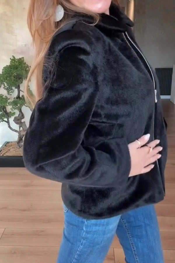 BERIDA - Casual Glossy Plush Jacket