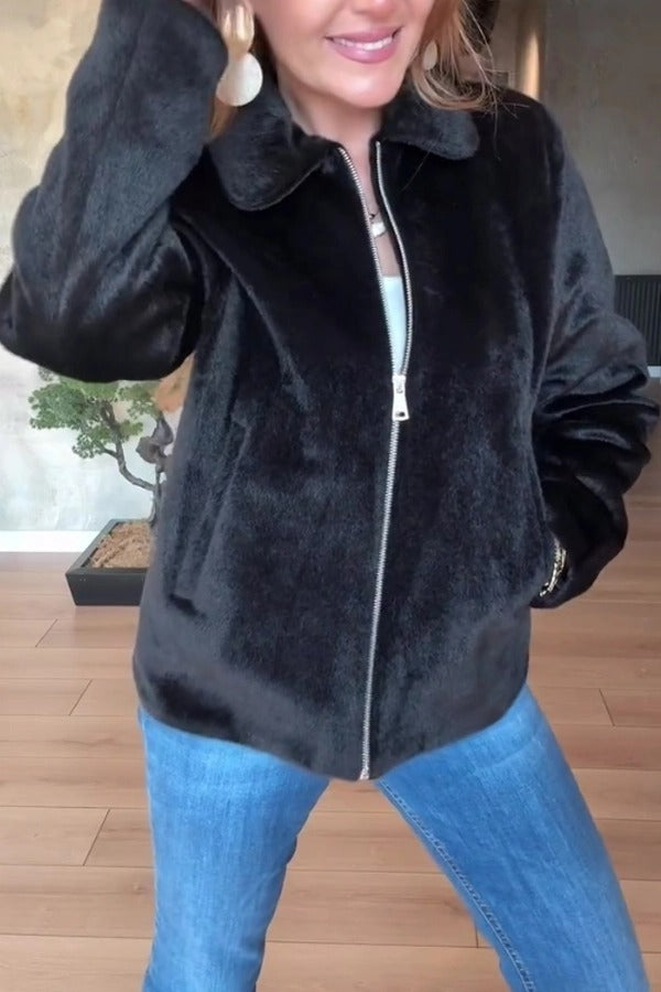 BERIDA - Casual Glossy Plush Jacket