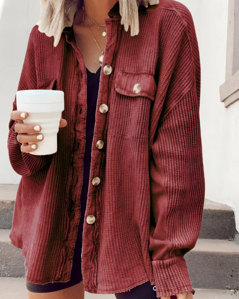 MILIA - WAFFLE KNIT BUTTON DOWN