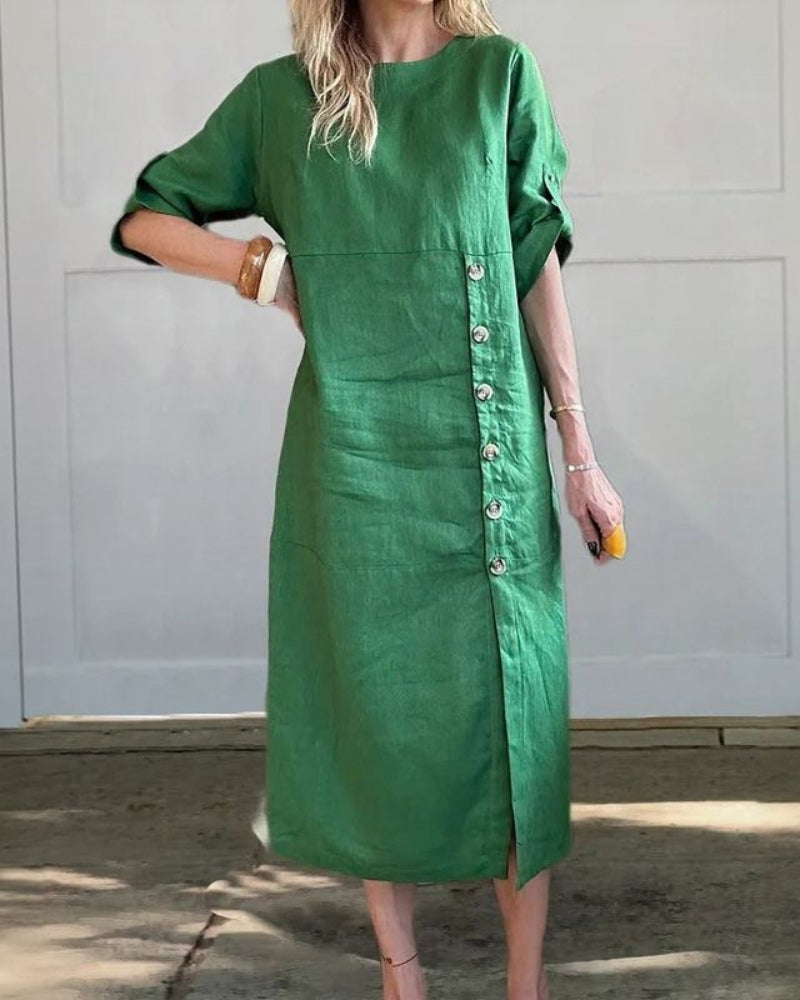 SAROMA - Cotton and Linen Midi Dress