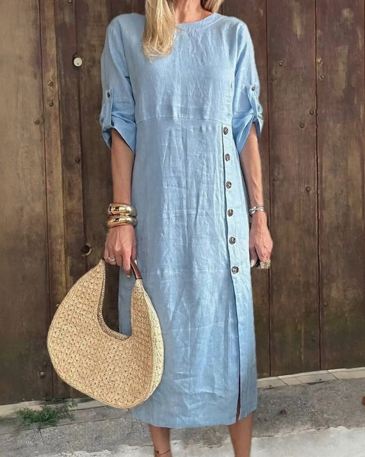 SAROMA - Cotton and Linen Midi Dress