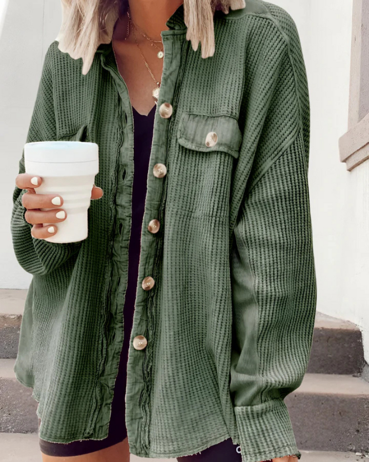 MILIA - WAFFLE KNIT BUTTON DOWN