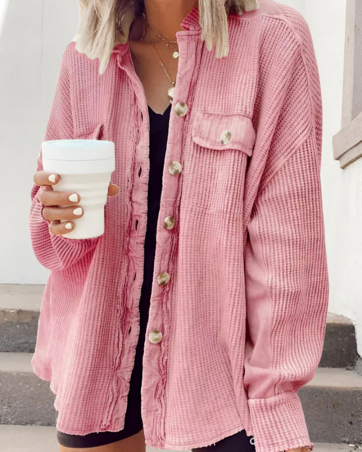 MILIA - WAFFLE KNIT BUTTON DOWN