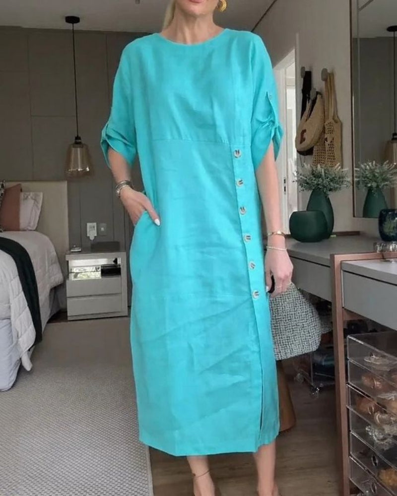 SAROMA - Cotton and Linen Midi Dress