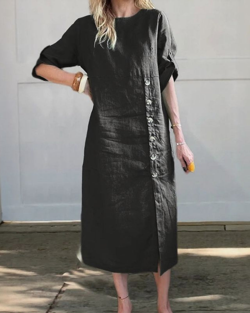 SAROMA - Cotton and Linen Midi Dress