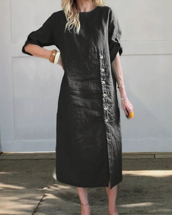 SAROMA - Cotton and Linen Midi Dress