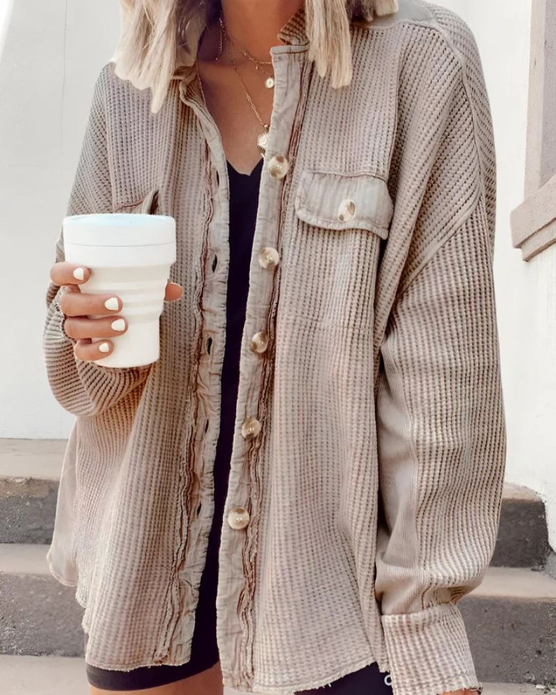 MILIA - WAFFLE KNIT BUTTON DOWN