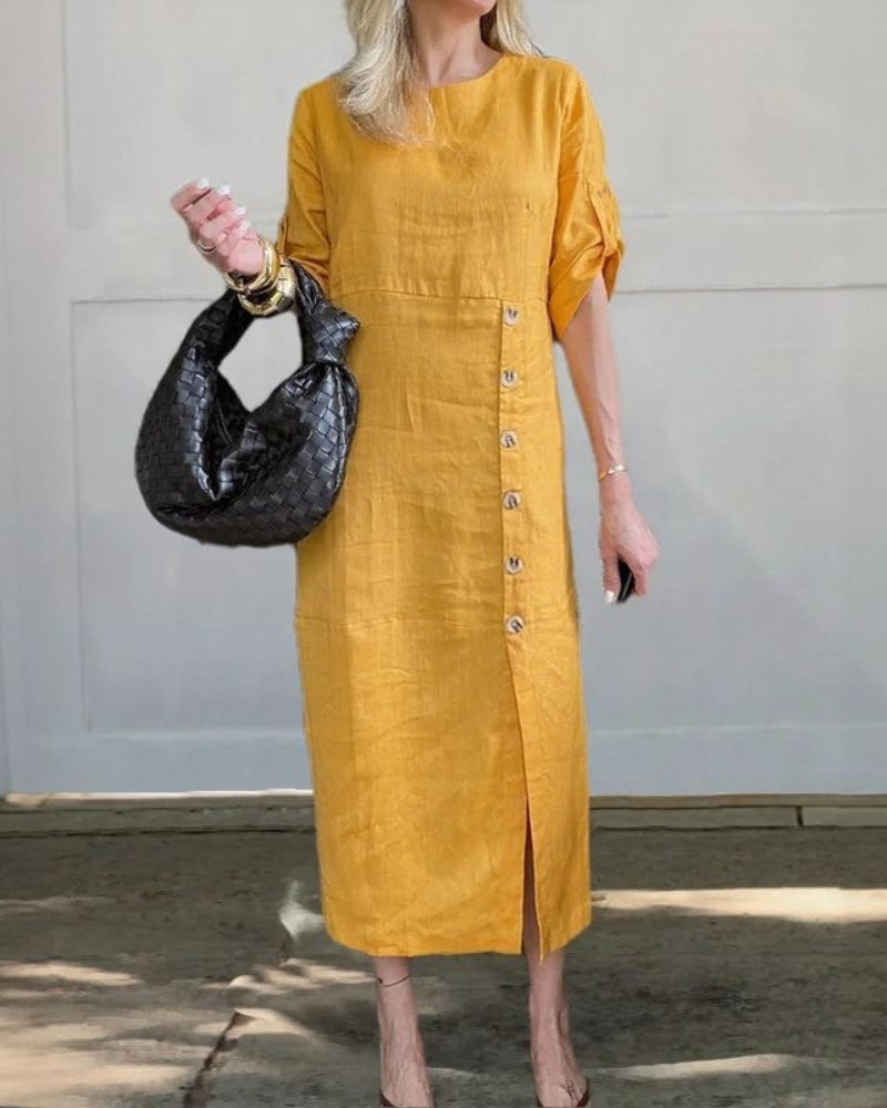 SAROMA - Cotton and Linen Midi Dress