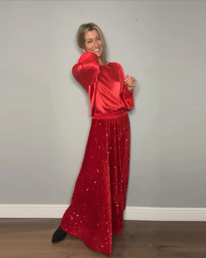 BOHEME - Crew Neck Top & Sequin Maxi Skirt