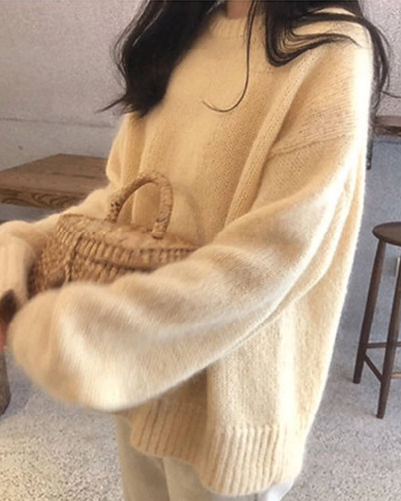 MIOLA - Casual Long Sleeve Round Neck Sweater