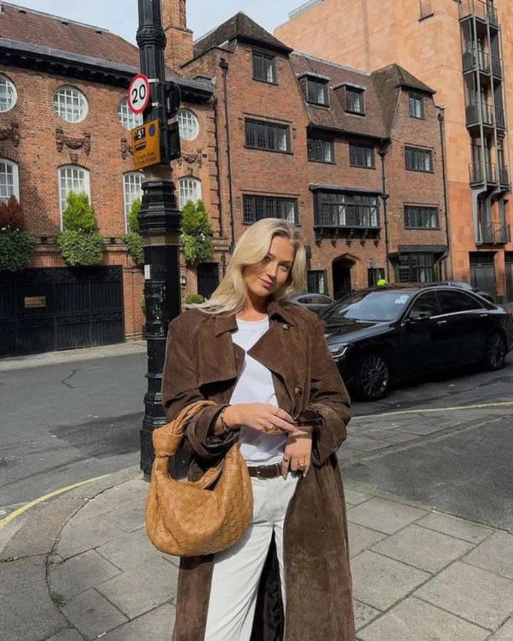 ASUNE - Classic Suede Trench Coat