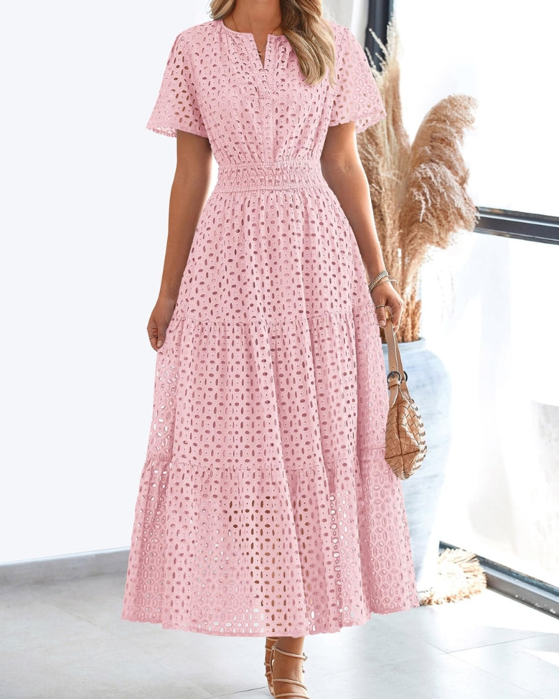 LINARS - Eyelet Elegance Dress