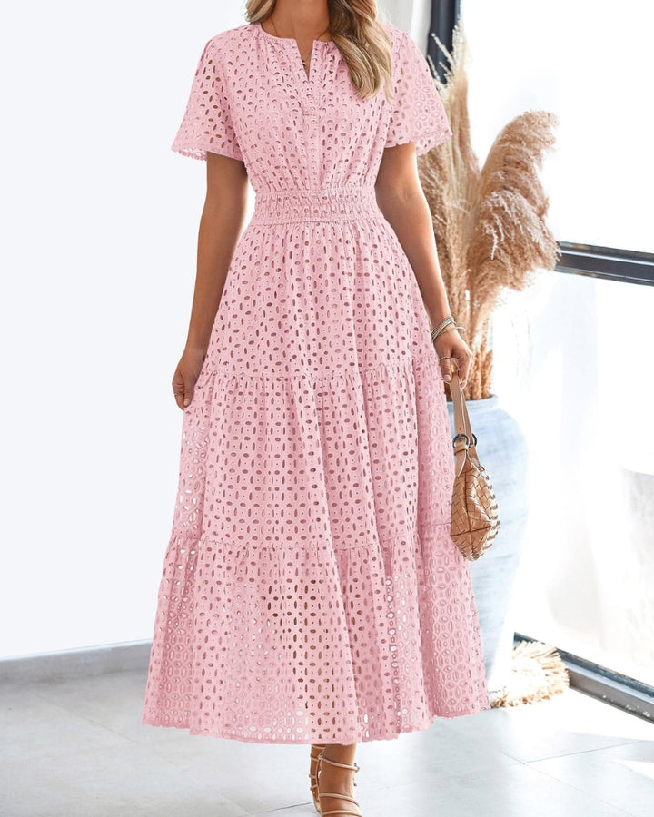 LINARS - Eyelet Elegance Dress