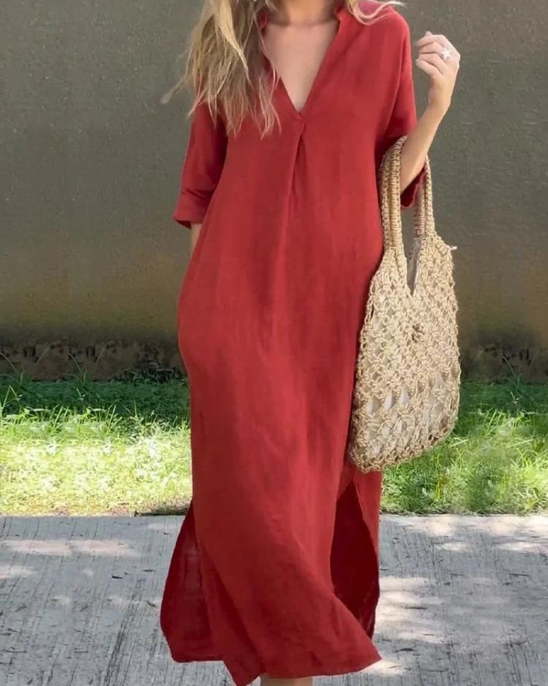 SIMBA - LINEN DRESS WITH POCKETS – BOMIA