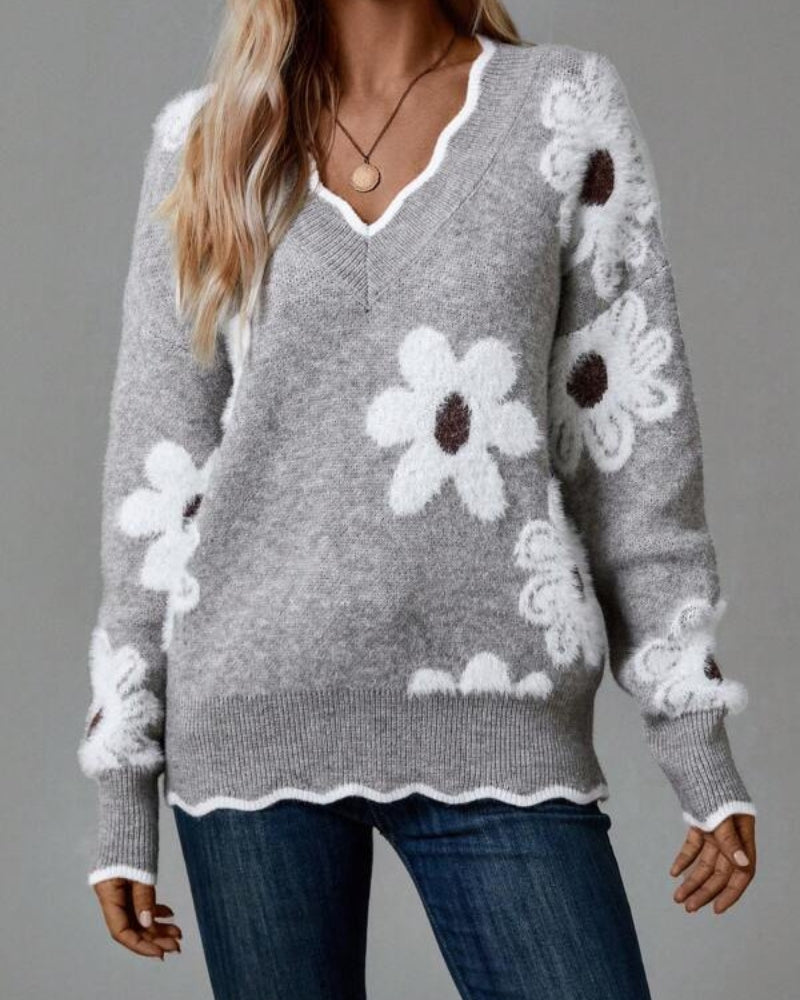 ELLEN - Knit pullover with flowers