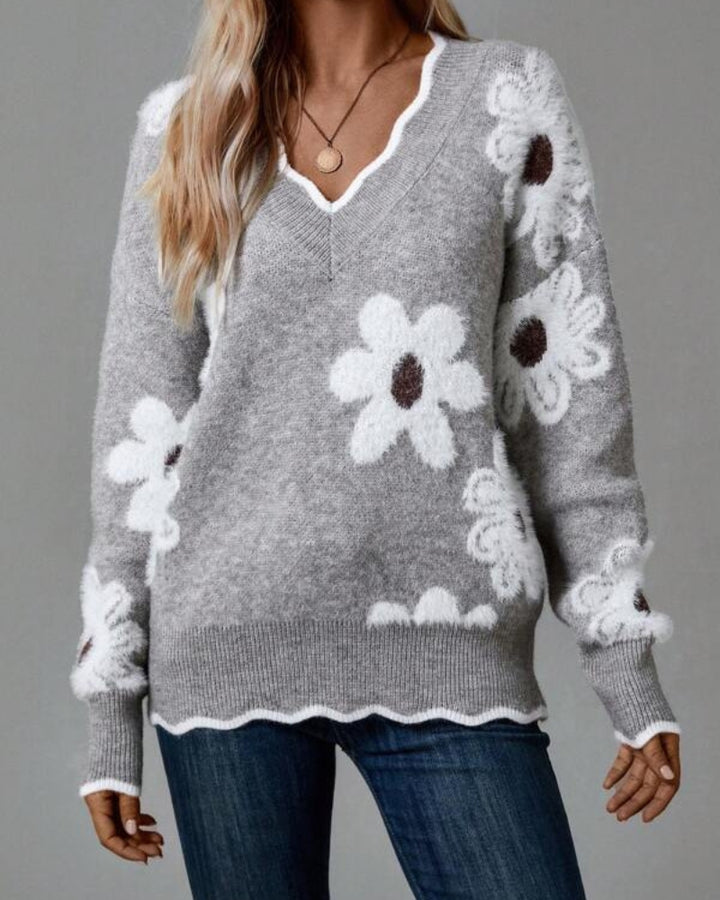 ELLEN - Knit pullover with flowers