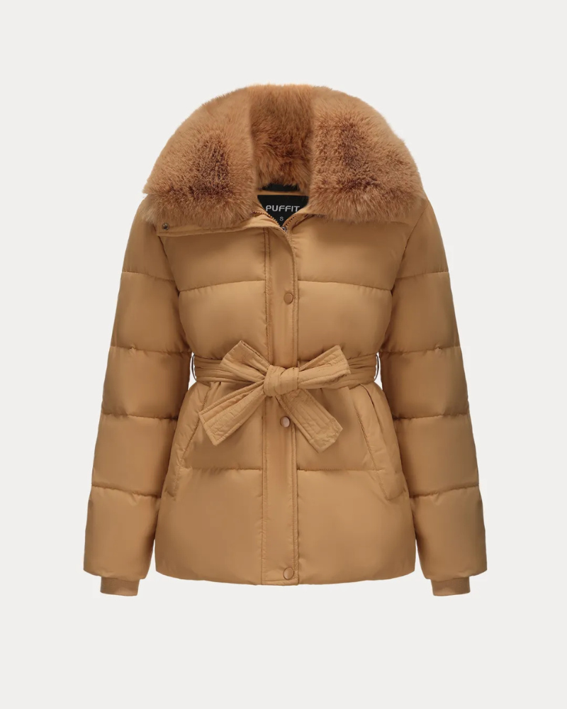 DAMARE - Collar Puffer Jacket With Belt