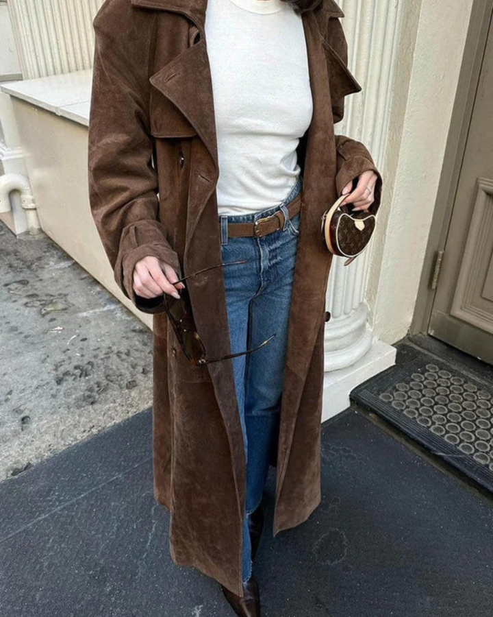 ASUNE - Classic Suede Trench Coat