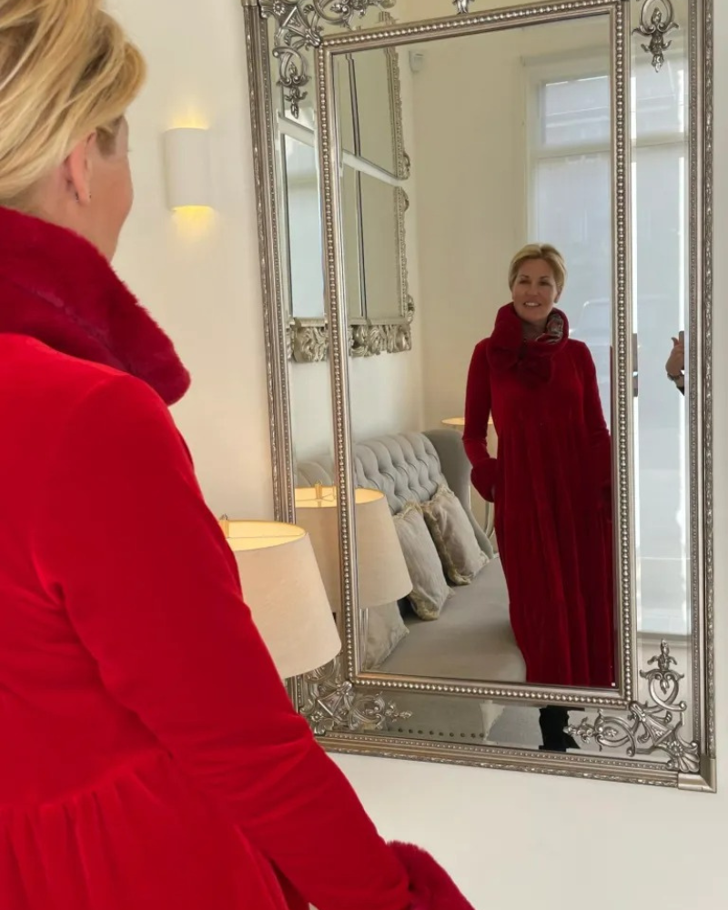 MANAREA - Red Velvet Tiered Dress