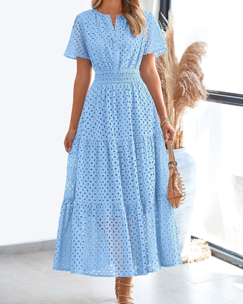 LINARS - Eyelet Elegance Dress