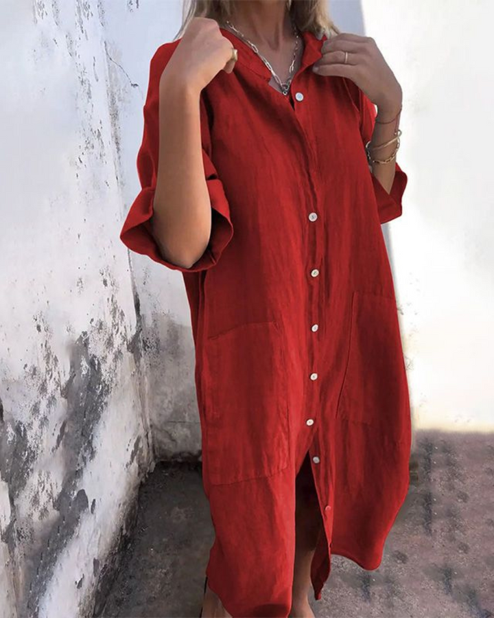 MEIVA - Cotton Linen Shirt Long Dress