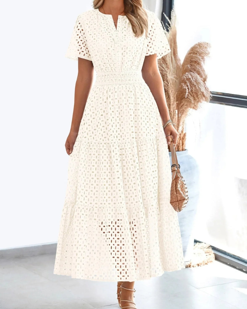 LINARS - Eyelet Elegance Dress