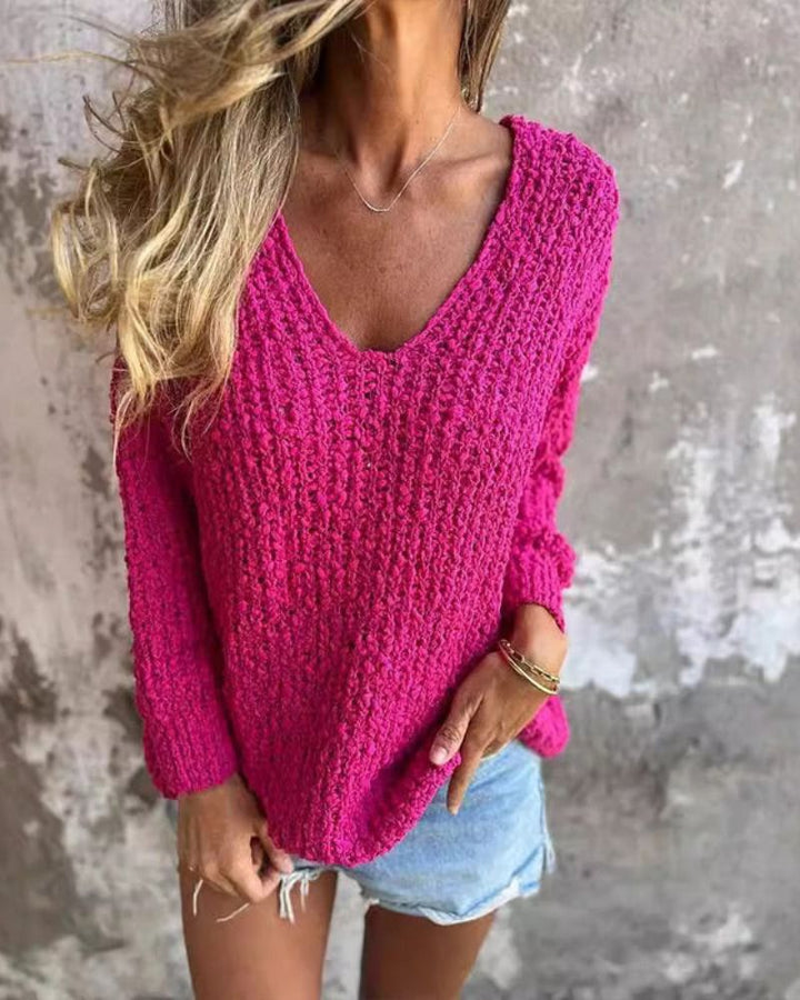 DAILA - Textured crochet jumper with long sleeves