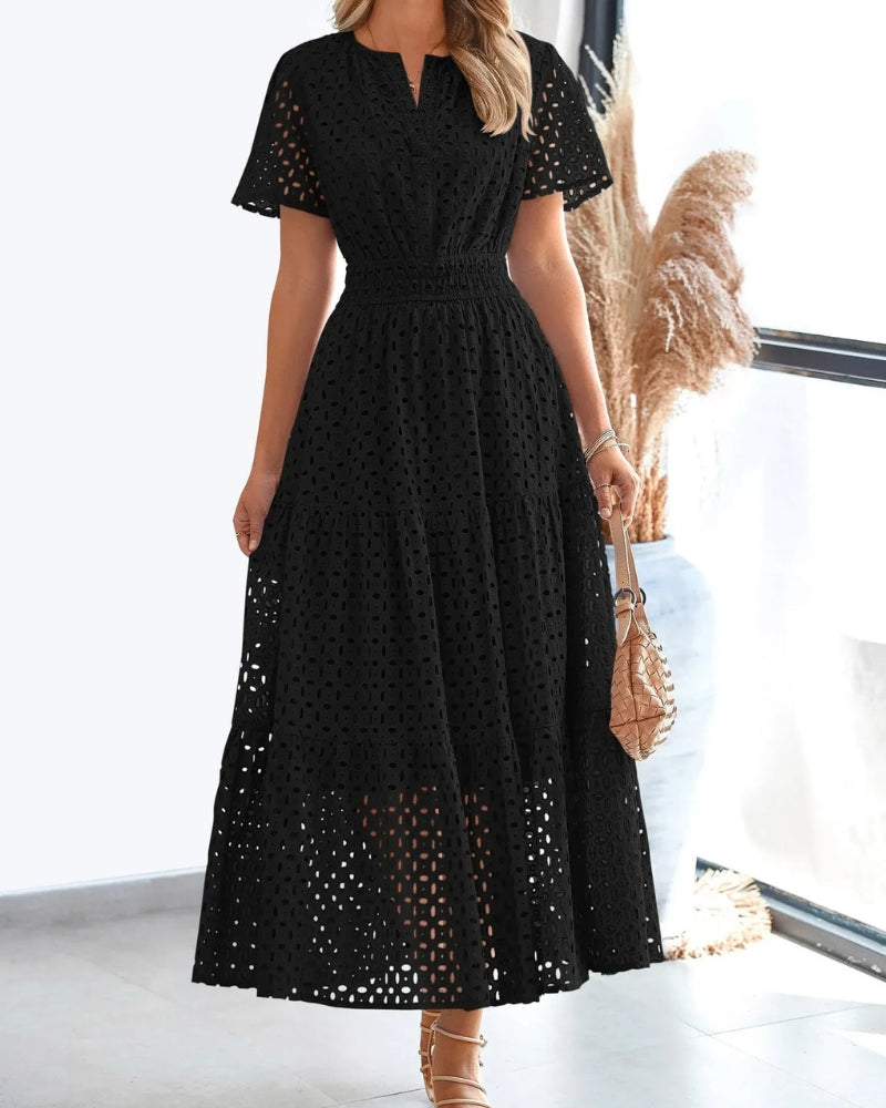 LINARS - Eyelet Elegance Dress