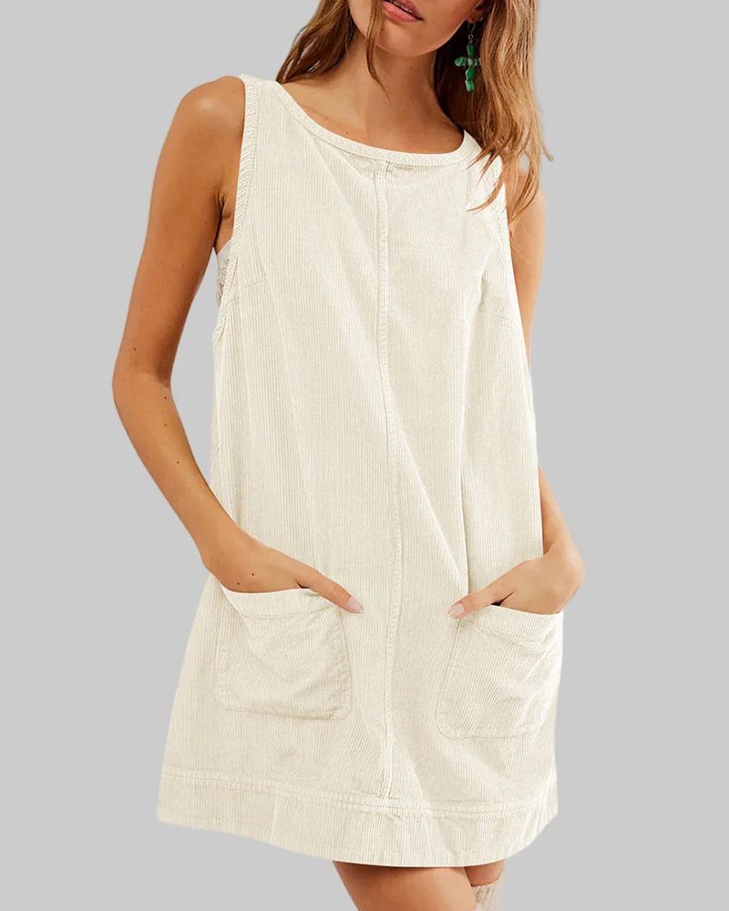 SADA - Chic Overall Round Neck A Line Mini Dress