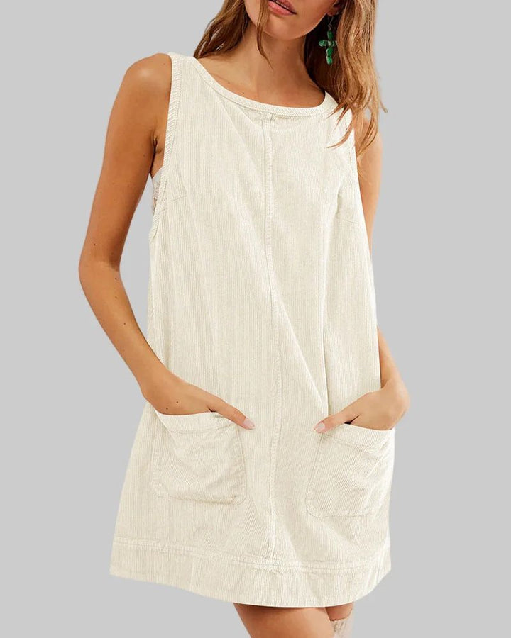 SADA - Chic Overall Round Neck A Line Mini Dress