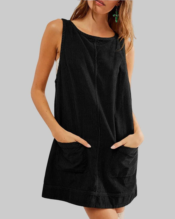 SADA - Chic Overall Round Neck A Line Mini Dress