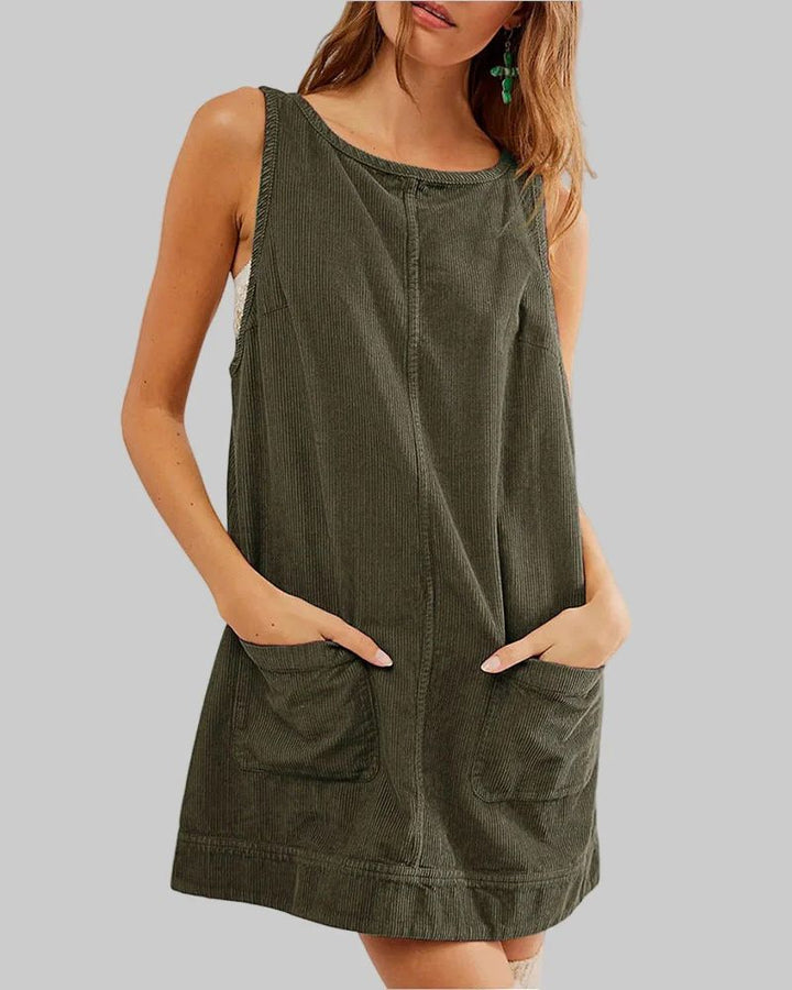 SADA - Chic Overall Round Neck A Line Mini Dress