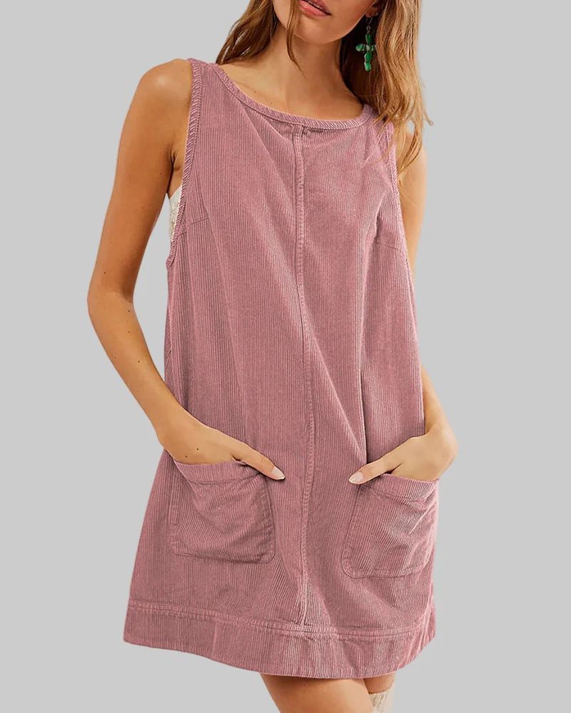 SADA - Chic Overall Round Neck A Line Mini Dress