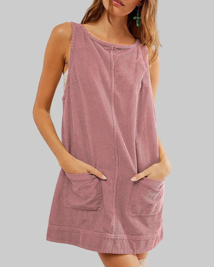 SADA - Chic Overall Round Neck A Line Mini Dress
