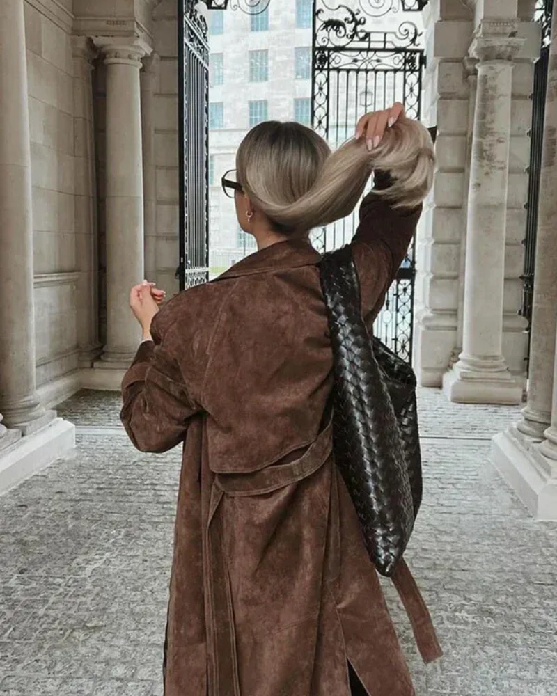 ASUNE - Classic Suede Trench Coat