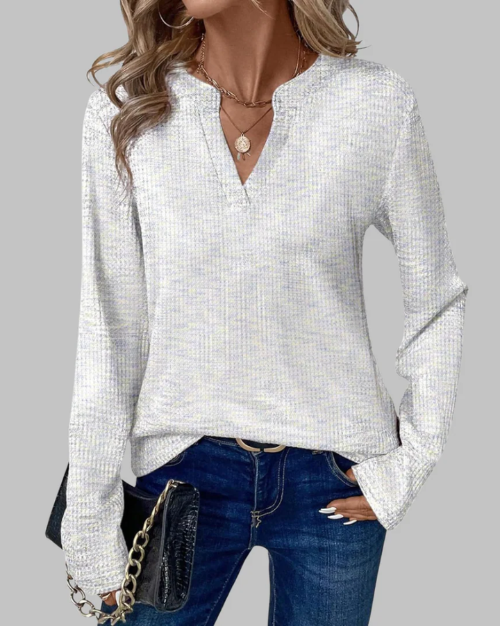SURYA - Cozy V-Neck Long Sleeve Blouse
