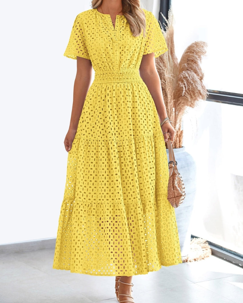 LINARS - Eyelet Elegance Dress