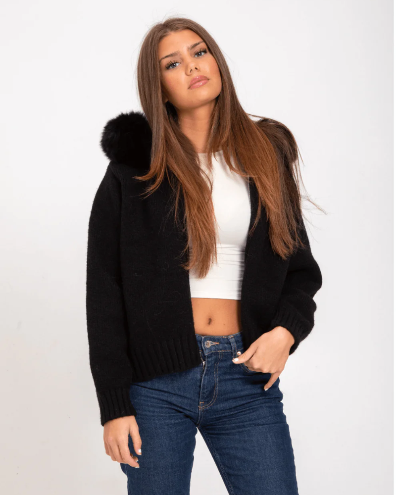 MIVARU - Fur Knitted Jacket
