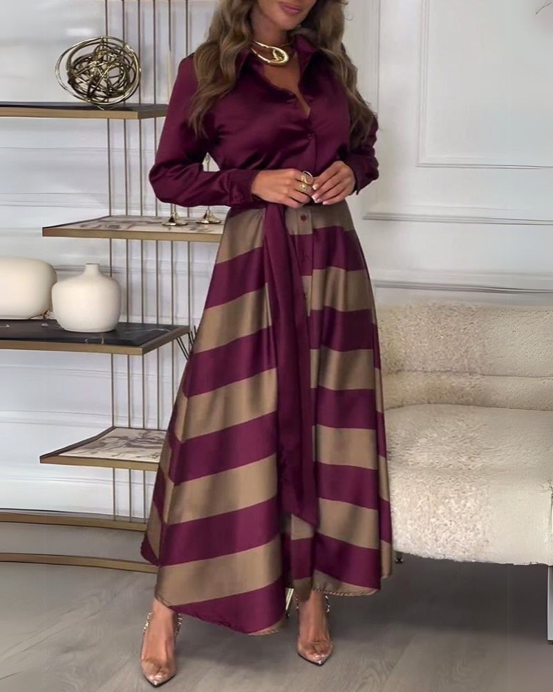 AMERA - Elegant Striped Dress