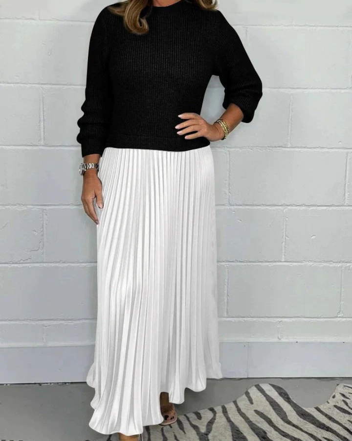 ANTHRO - Maxi Dress with Sweater & Pleated Skirt